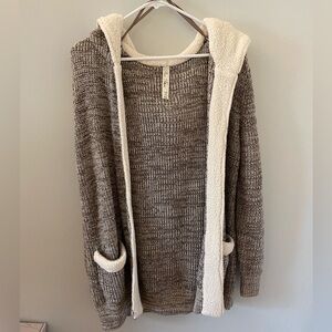 Sherpa Hooded Knit Cardigan
